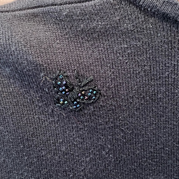 Karen Scott Black Embroidered Cardigan Sweater with beading, size medium - Picture 4 of 8